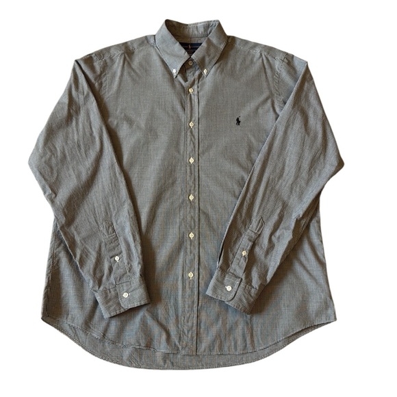 Ralph Lauren Black/White Gingham Check Button Down Shirt 100% Cotton Stretch XL - Picture 2 of 12